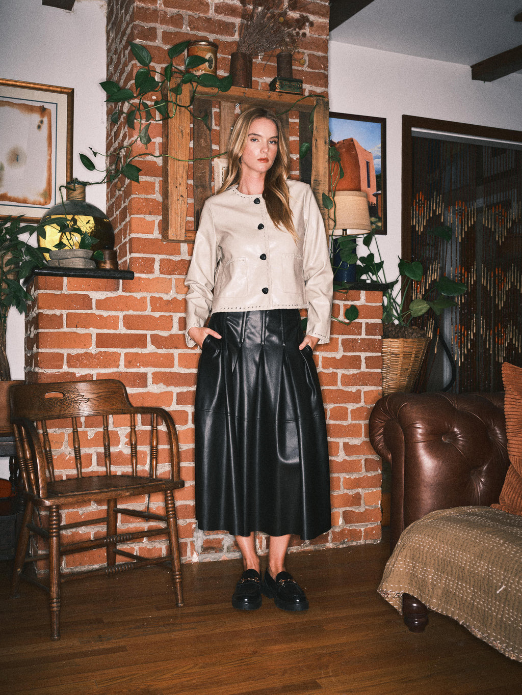 Whipstitch Faux Leater Jacket