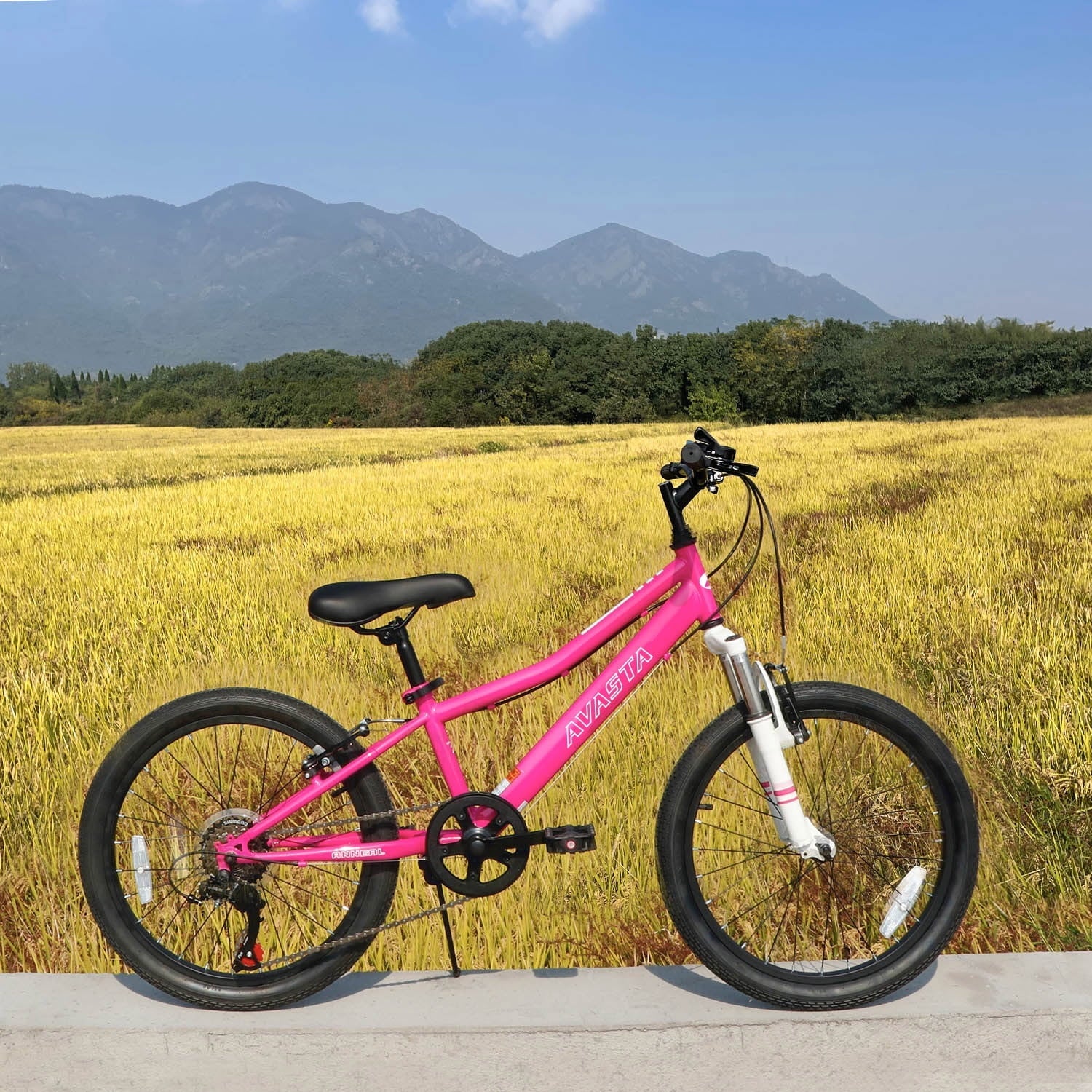 AVASTA 20'' Big Kids Mountain Bike for Age 6 7 8 9 10 11 12 Years Old Boys Girls Teen with Suspension Fork Front & Rear Dual Hand Brakes 6 Speeds Drivetrain, Cyan