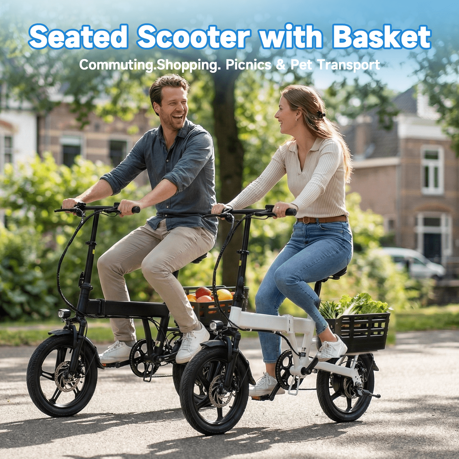 BroPath Electric Bike for Adults, Ebike, Electric Bicycle with 576WH Battery,14 Folding Ebike for Teens, 20MPH,20+ Miles(MAX),500W Motor,Multi-Shock Absorption,Mini E Bikes with Baskets,UL2849