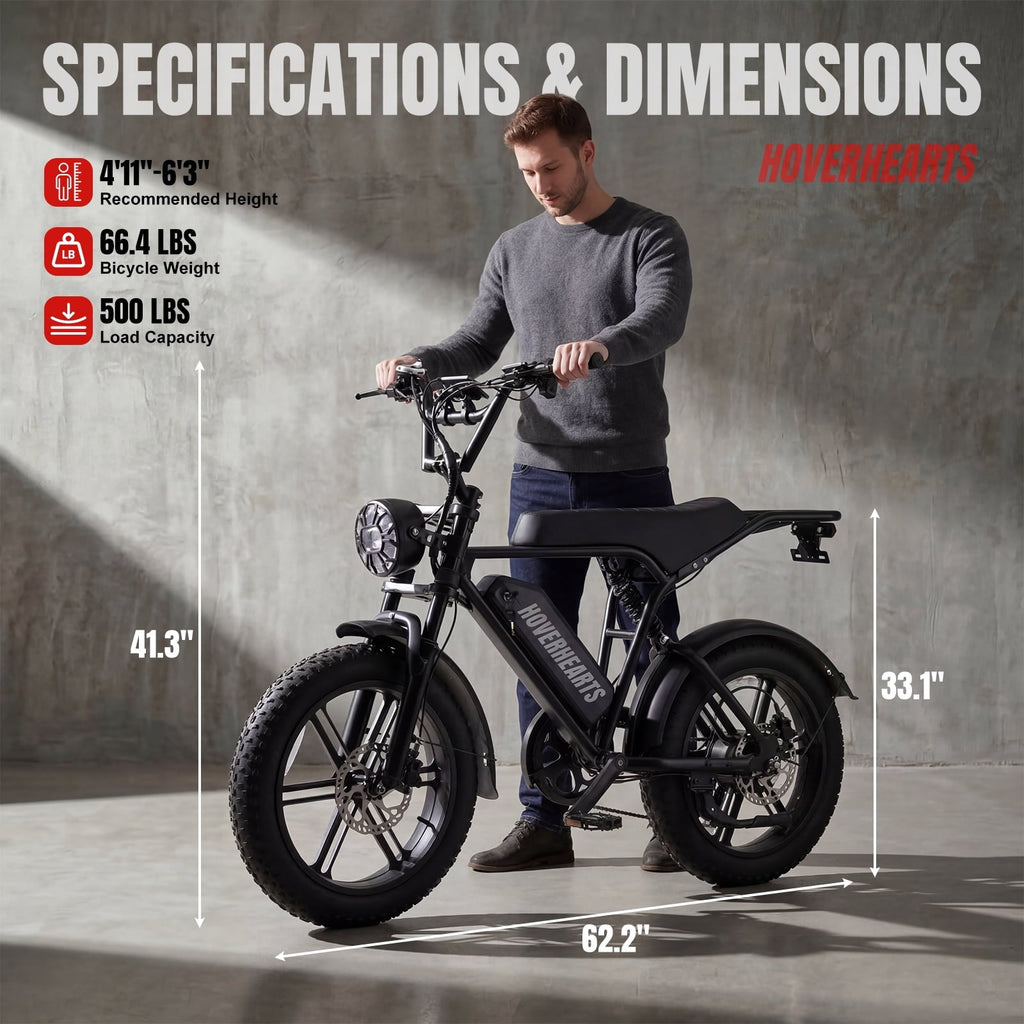 Aoemoe 20'' Fat Tire Electric Mountain Bike for Adults, 500W 48V 15Ah Battery, 28MPH High-Speed Cruiser Ebike, All-Terrain Bicycle with Front Suspension & LED Display UL2849