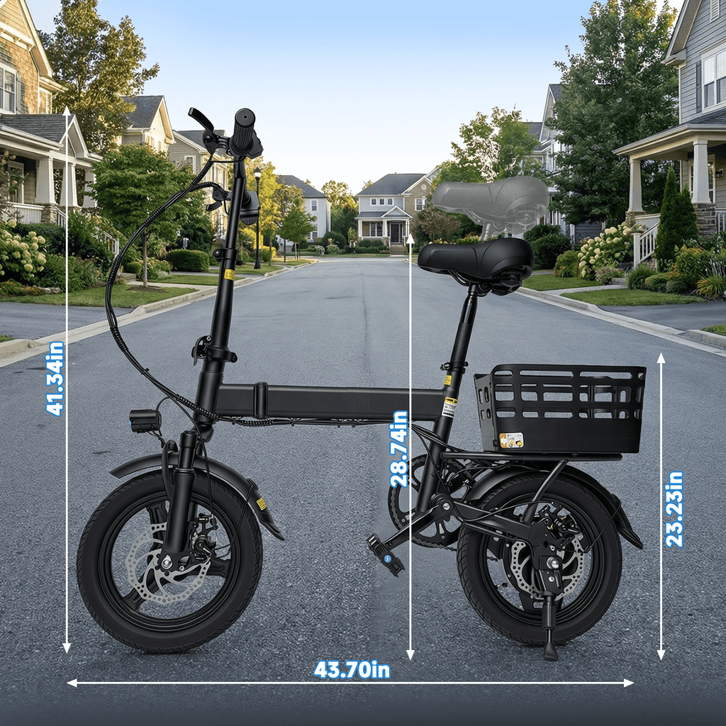 SHCNTEKU 14IN Folding Ebike for Adults Teens,500W Motor up to 20 mph Range 30 mile with 36V 12Ah Removable Battery Electric bicycle,UL 2849